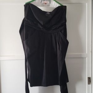 Black Strapless Satin Dress